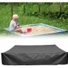 Sandbox Cover, Square Protective Cover for Sand and Toys Away from Dust and Rain, Sandbox Canopy with Drawstring - Black - 180*180cm