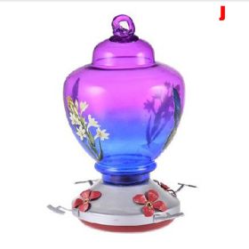 Hummingbird Feeder for Outdoors Hand Blown Colorful Glass Feeder with Ant Moat Gardening Supplies Bird Feeder Ant Proof - j