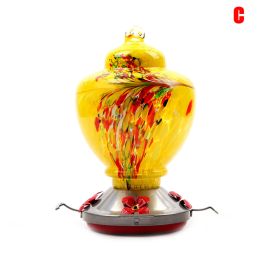 Hummingbird Feeder for Outdoors Hand Blown Colorful Glass Feeder with Ant Moat Gardening Supplies Bird Feeder Ant Proof - c