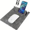 3-in-1 Multi-Functional Mouse Pad With Phone Holder, Ultra Smooth PU Leather Mouse Pad With Non-Slip Base - Gray