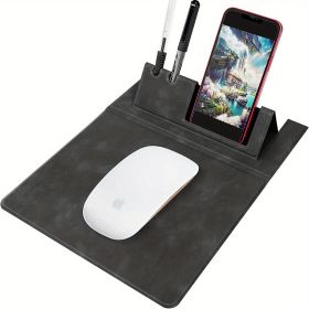 3-in-1 Multi-Functional Mouse Pad With Phone Holder, Ultra Smooth PU Leather Mouse Pad With Non-Slip Base - Black