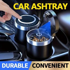 Car Ashtray Multi-functional Universal Household Portable Metal Liner Ashtray Car Accessories - Black