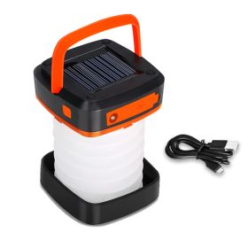 Portable USB Rechargeable Foldable/Retractable Solar Camping Lamp; Multi-Functional LED Light For Hiking; Fishing; Hunting - Orange