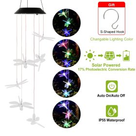 Solar Powered Dragonfly Lights Wind Chimes LED Color Changing Hanging Wind Lamp Waterproof Decorative Night Lamp - Multi-Color