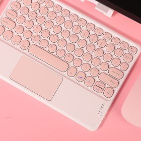 Wireless Bluetooth Keyboard with Touchpad for iPad Keybaord iPhone Samsung Galaxy Xiaomi Huawei Microsoft Surface HP - pink round - Brown Switch