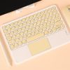 Wireless Bluetooth Keyboard with Touchpad for iPad Keybaord iPhone Samsung Galaxy Xiaomi Huawei Microsoft Surface HP - yellow round - Brown Switch