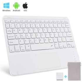 Wireless Bluetooth Keyboard with Touchpad for iPad Keybaord iPhone Samsung Galaxy Xiaomi Huawei Microsoft Surface HP - white square - Brown Switch
