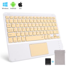 Wireless Bluetooth Keyboard with Touchpad for iPad Keybaord iPhone Samsung Galaxy Xiaomi Huawei Microsoft Surface HP - yellow square - Brown Switch
