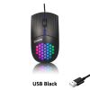 USB/Type C Wired Mouse 1600 DPI RGB Backlit Mice Honeycomb Gaming Mause for Computer iPad Mac Tablet Macbook Air Laptop PC - USB Black