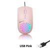 USB/Type C Wired Mouse 1600 DPI RGB Backlit Mice Honeycomb Gaming Mause for Computer iPad Mac Tablet Macbook Air Laptop PC - USB Pink