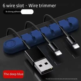 Creative Desktop Cable Organizer Computer Wire USB Charging Cable Mobile Phone Charging Cable Organizer Silicone Cable Winder - Blue