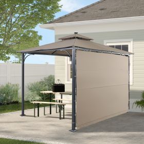 Patio 9.8ft.L x 9.8ft.W Gazebo with Extended Side Shed/Awning and LED Light for Backyard,Poolside, Deck, Brown - Brown - Metal