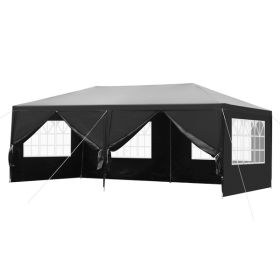 10'x20' Outdoor Party Tent with 6 Removable Sidewalls, Waterproof Canopy Patio Wedding Gazebo, Black - as picture