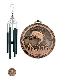 Evergreen Extra Large 33 inch Deep Tone Memorial "Fishing In Heaven" Sympathy Wind Chime by Weathered Raindrop - No Leave Back Blank