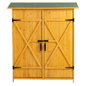 Outdoor Storage Shed with Lockable Door, Wooden Tool Storage Shed with Detachable Shelves and Pitch Roof, Natural/Gray - Natural