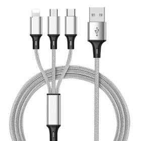3 In 1 USB Cable For IPhone XS Max XR X 8 7 Charging Charger Micro USB Cable For Android USB TypeC Mobile Phone Cables - Silver