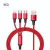 3 In 1 USB Cable For IPhone XS Max XR X 8 7 Charging Charger Micro USB Cable For Android USB TypeC Mobile Phone Cables - Red