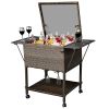 Outdoor Patio Pool Party Ice Drink Bar Table Cooler Trolley  - As pic show - Cooler Trolley