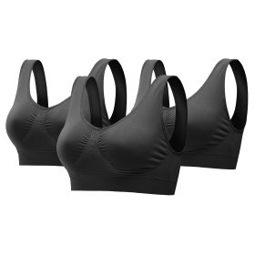 3 Pack Sport Bras For Women Seamless Wire free Bra Light Support Tank Tops For Fitness Workout Sports Yoga Sleep Wearing - BK_BK_BK - XL