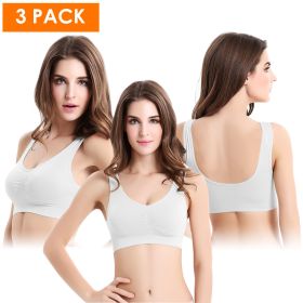 3 Pack Sport Bras For Women Seamless Wire free Bra Light Support Tank Tops For Fitness Workout Sports Yoga Sleep Wearing - WH_WH_WH - XL