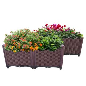 Plastic Raised Garden Bed, Set of 4 Planter Grow Boxes 15" H for Indoor & Outdoor Vegetable Fruit Flower Herb Growing Box - 4pcs-15"H