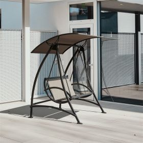 2-Seat Patio Swing Chair, Outdoor Porch Swing with Adjustable Canopy and Durable Steel Frame, Patio Swing Glider for Garden, Deck, Porch, Backyard - a