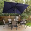 10ft Patio Umbrella with Solar Lights - 30 LED Rectangular Tilt Umbrella Aluminum Pole - as Pic