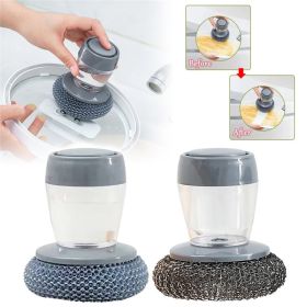 Kitchen Soap Dispensing Palm Brush Cleaner Push-type Brush Kitchen Detergent Tools - A