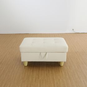White Faux Leather Storage Ottoman Living Room Sofa - White