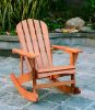 Adirondack Rocking Chair Solid Wood Chairs Finish Outdoor Furniture for Patio, Backyard, Garden - Walnut Brown - as Pic