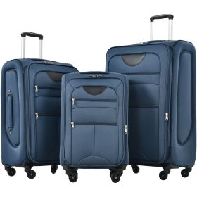 Softside Luggage Expandable 3 Piece Set Suitcase Upright Spinner Softshell Lightweight Luggage Travel Set - as Pic