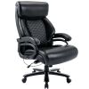 Big and Tall 400lbs Office Chair- Adjustable Lumbar Support Quiet Wheels Heavy Duty Metal Base, High Back Large Executive Computer Desk Chair,black -