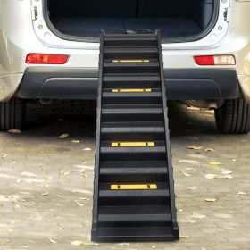 Portable Foldable Pet Ramp Climbing Ladder Suitable for Off-road Vehicle Trucks -Black - black
