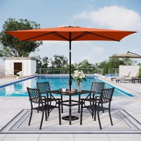 10 x 6.6ft Rectangle Patio Table Umbrella Outdoor Market Umbrella with 6 Steel Ribs and Crank Handle - Orange