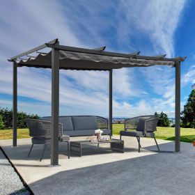 13x10 Ft Outdoor Patio Retractable Pergola With Canopy Sunshelter Pergola for Gardens,Terraces,Backyard, Gray - as Pic