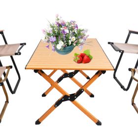 Portable picnic table, rollable aluminum alloy table top, with folding solid X-shaped frame, and handbag ZB1003MW - as Pic