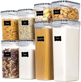 Kitchen Food Storage Containers Set;  Kitchen Pantry Organization and Storage with Easy Lock Lids;  8 Pieces - 8