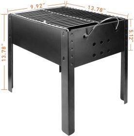 YSSOA 14'' Portable Grill Charcoa Barbecue Grill, Small D, Portable Grill,Detachable Grill , Mini Tabletop Camping Grill BBQ, Black - as Pic