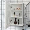 Wall Mounted Cabinet;  Hanging Medicine Cabinet with 3 Tiers;  Single Louvered Door;  Floating Cupboard for Home Bathroom Bedroom;  White - White