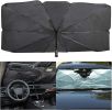 57'' X 31'' Car Umbrella UV Reflecting Sun Shade Cover For Windshield Foldable Front Car Sunshade Umbrella - black