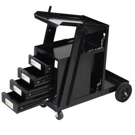 4 Drawers Portable Wheels Steel Welding Cart Black - Black