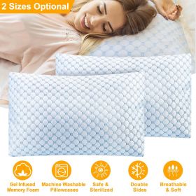 Cooling Memory Foam Pillow Ventilated Soft Bed Pillow w/ Cooling Gel Infused Memory Foam 2Pcs Queen Size - 2Pcs_Queen