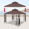 10x10 Ft Outdoor Patio Gazebo Replacement Canopy; Double Tiered Gazebo Tent Roof Top Cover Only(Frame Not Include) - as pic