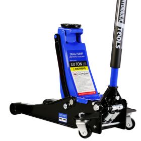 Hydraulic Low Profile and Steel Racing Floor Jack with Dual Piston Quick Lift Pump,3 Ton (6600 lb) Capacity, Blue - as Pic