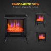 Electric Fireplace Heater LED Flame Fireplace Stove BLACK-AS - as picture