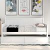 Twin Size Wood Daybed with Twin Size Trundle - White