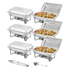 VEVOR 4-Pack Rectangle Chafing Dish Set with Full-Size 8Qt Pan Frame Fuel Holder - 6-Pack