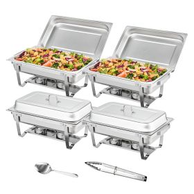 VEVOR 4-Pack Rectangle Chafing Dish Set with Full-Size 8Qt Pan Frame Fuel Holder - 4-Pack