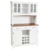 Kitchen Storage Cabinet Cupboard with Wine Rack and Drawers - White