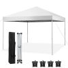 10' x 10' Pop up Canopy Tent Instant Waterproof Folding Tent with 4 Sandbags, White - White